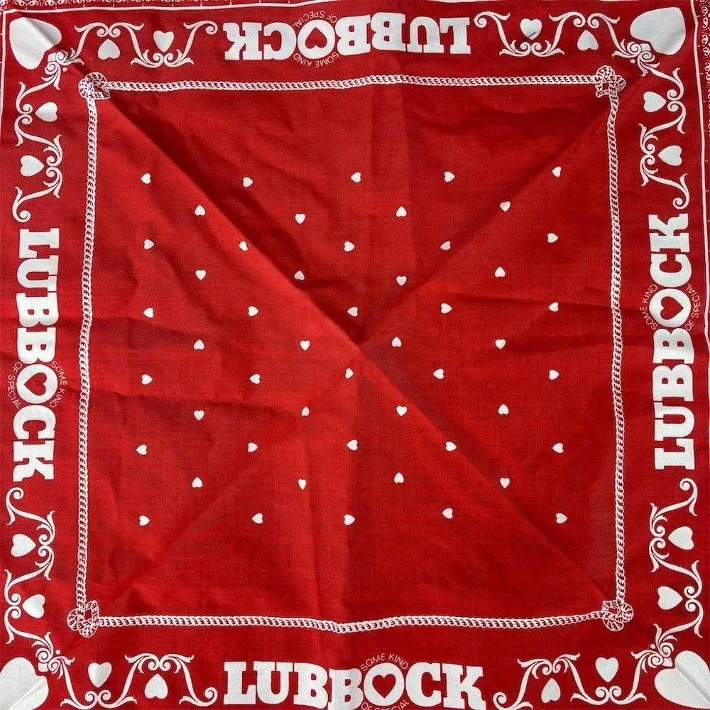 Lubbock Texas Bandana Scarf Red Heart Print Some Kind of‎ Special Souvenir
